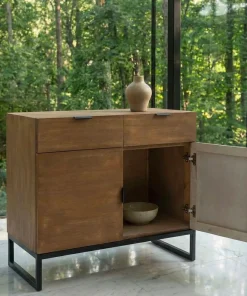 Commode 2 tiroirs et 2 portes battantes Panara Chêne Clair