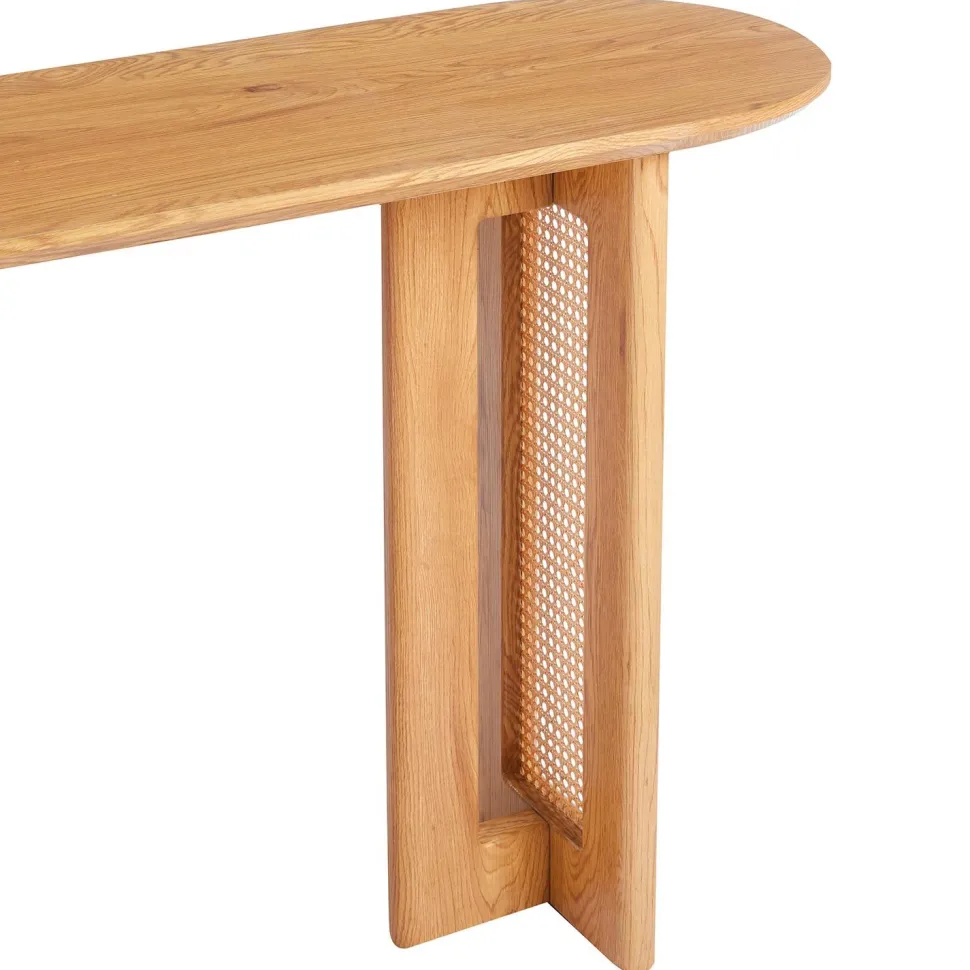 Console avec cannage 40x120cm Bohemia Chêne clair et Rotin