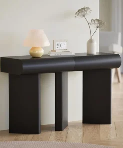 Console design 2 tiroirs L120cm avec pieds obliques Mezade Noir