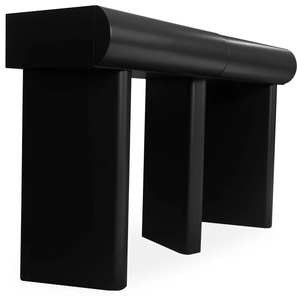 Console design 2 tiroirs L120cm avec pieds obliques Mezade Noir