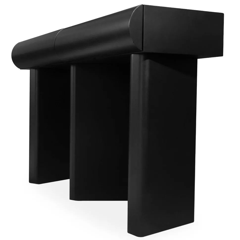 Console design 2 tiroirs L120cm avec pieds obliques Mezade Noir
