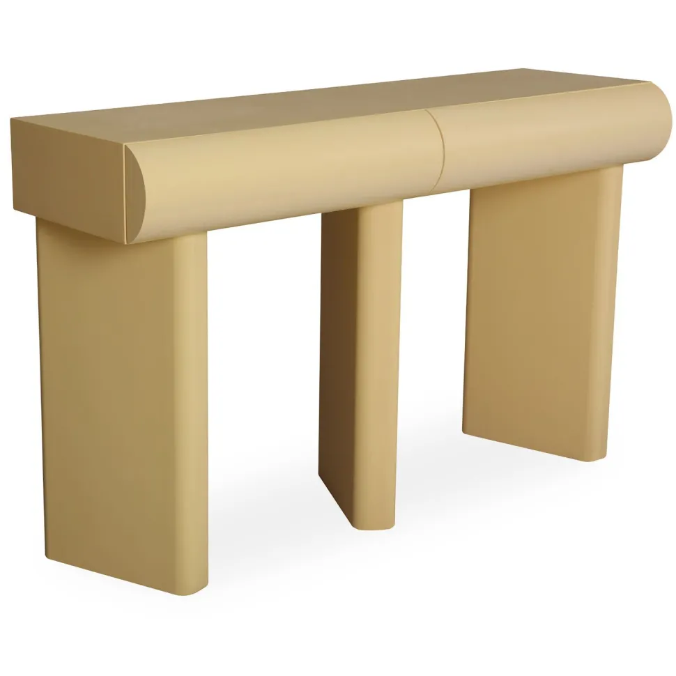 Console design 2 tiroirs L120cm avec pieds obliques Mezade Beige