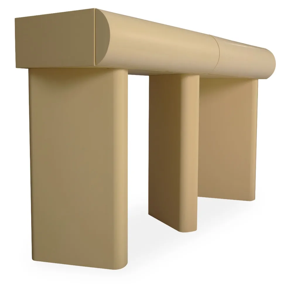 Console design 2 tiroirs L120cm avec pieds obliques Mezade Beige
