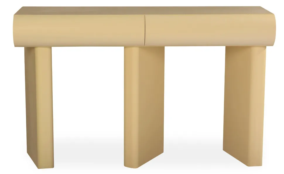 Console design 2 tiroirs L120cm avec pieds obliques Mezade Beige