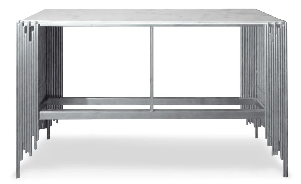 Console design Falbala Marbre Blanc et Métal Argent