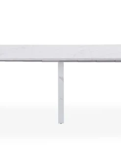 Console extensible avec rangement Fontano Effet marbre blanc
