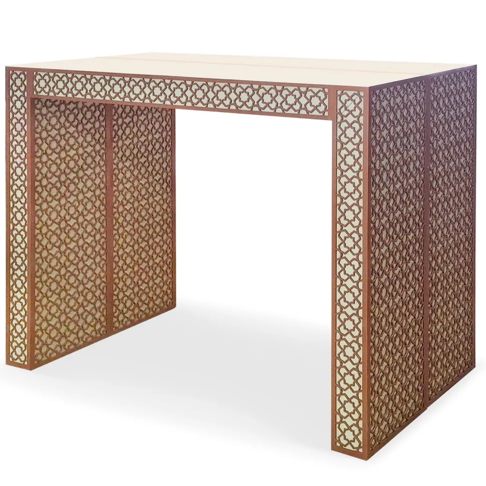 Console extensible L50-200cm Nassau Morocco design moucharabieh Beige et Bronze