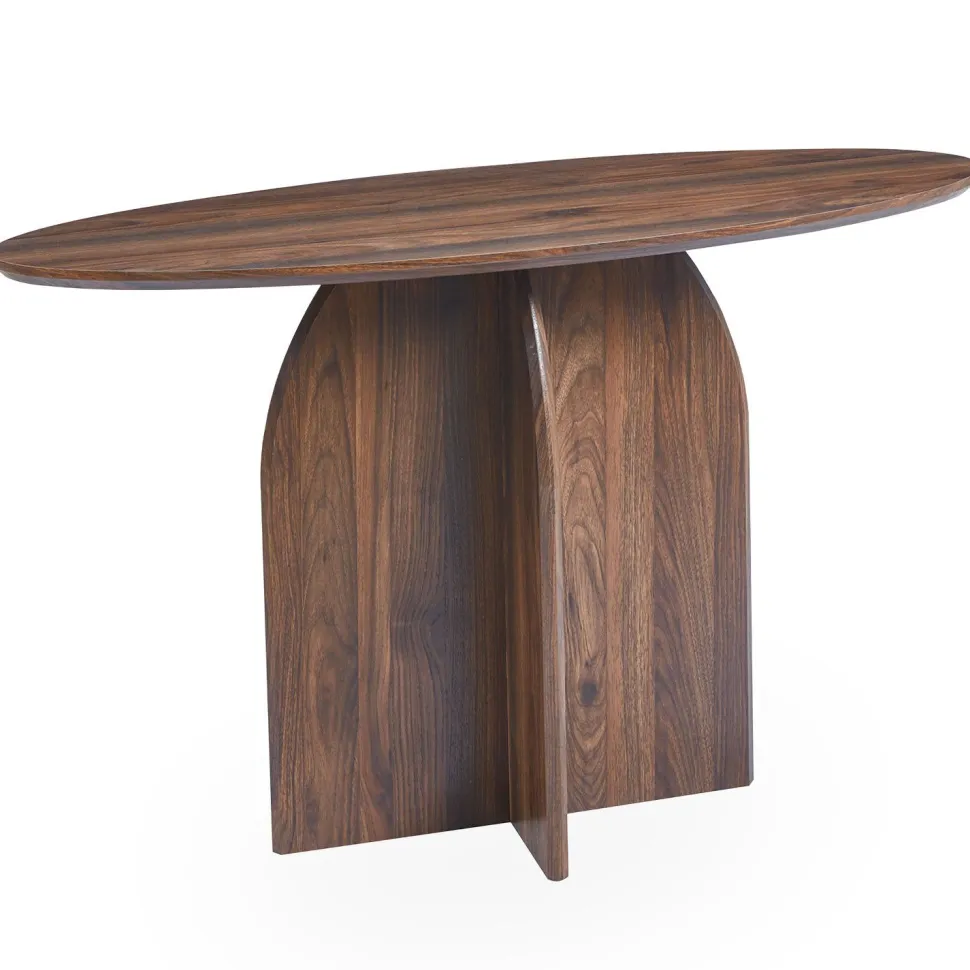 Console moderne ovale 120cm Calyptus Bois foncé