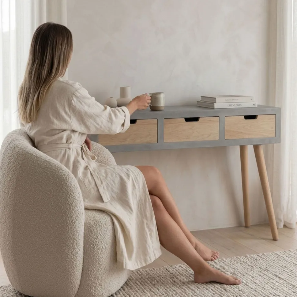 Console scandinave 3 tiroirs Tatum Gris