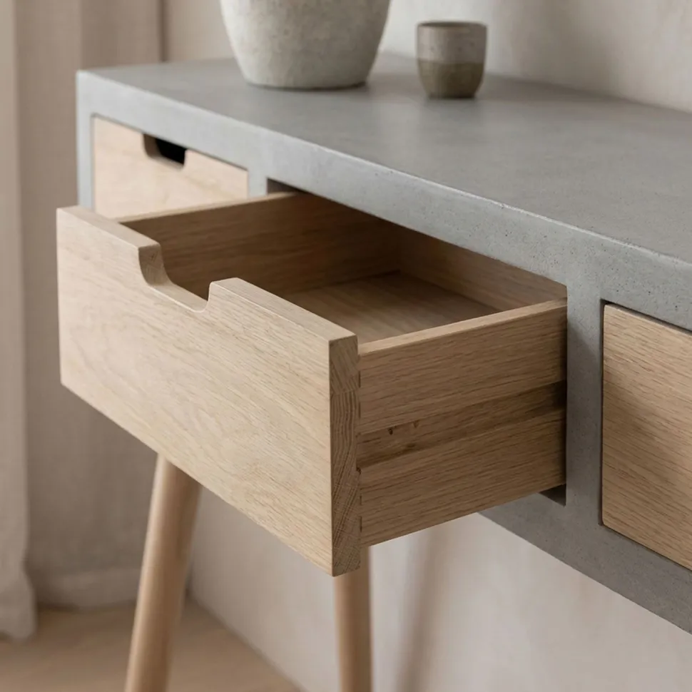 Console scandinave 3 tiroirs Tatum Gris