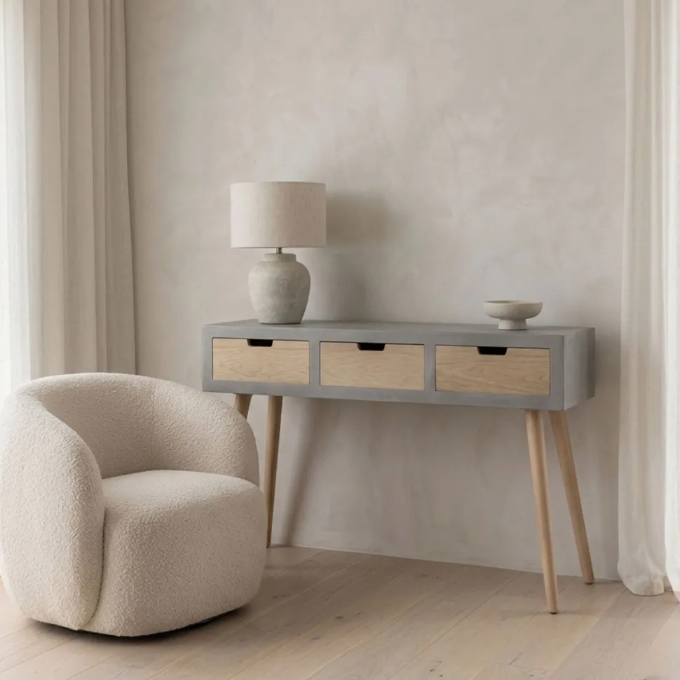 Console scandinave 3 tiroirs Tatum Gris