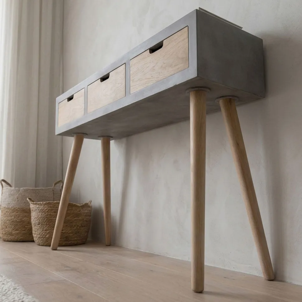 Console scandinave 3 tiroirs Tatum Gris