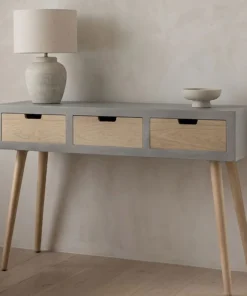 Console scandinave 3 tiroirs Tatum Gris