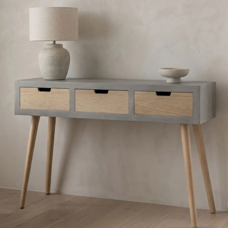 Console scandinave 3 tiroirs Tatum Gris