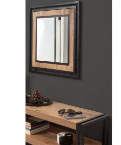 Console style industriel Senlid L140cm Métal Noir et Bios clair
