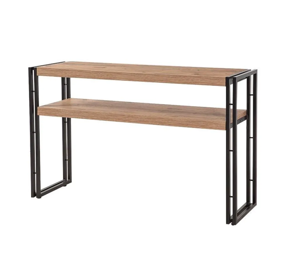 Console style industriel Senlid L140cm Métal Noir et Bios clair
