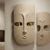 Décor mural 2 pièces visages stylisés en relief avec détails métalliques