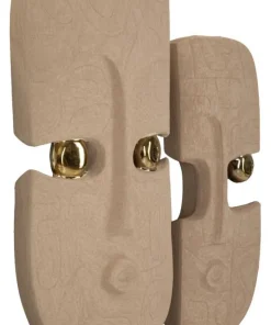 Décor mural 2 pièces visages stylisés en relief avec détails métalliques