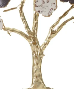 Décoration murale arbre en fleurs doré et fer multicolore