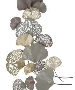 Décoration murale 3D en métal feuilles multicolores