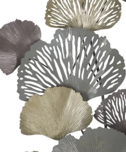 Décoration murale 3D en métal feuilles multicolores