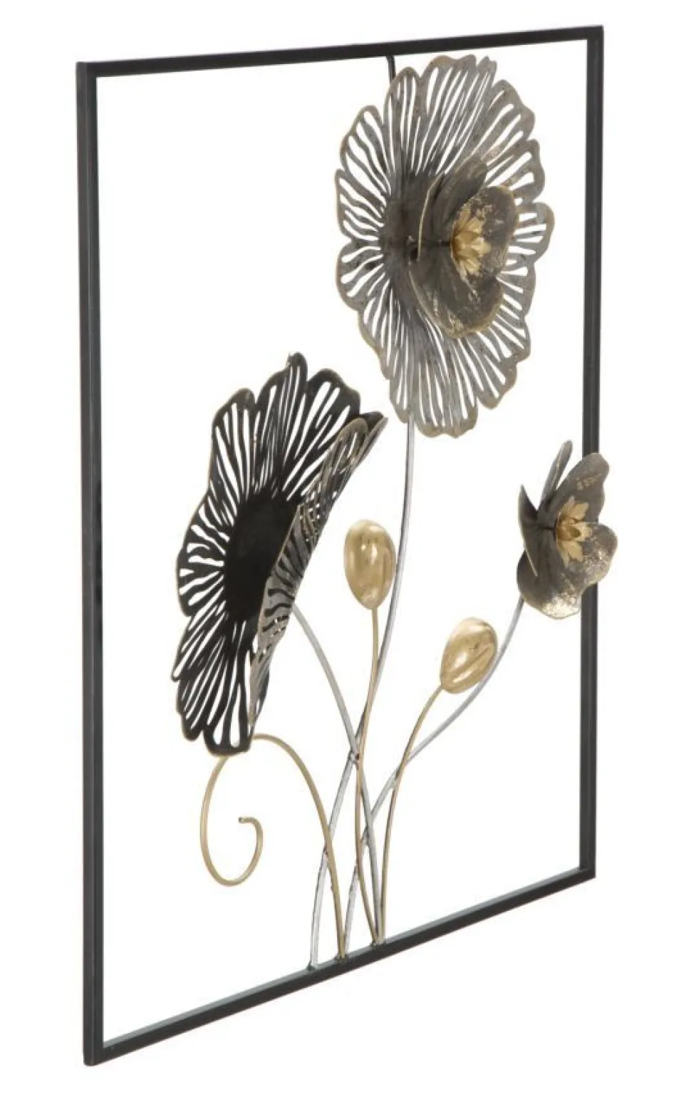 Décoration murale 3D en métal multicolore fleurs et feuilles