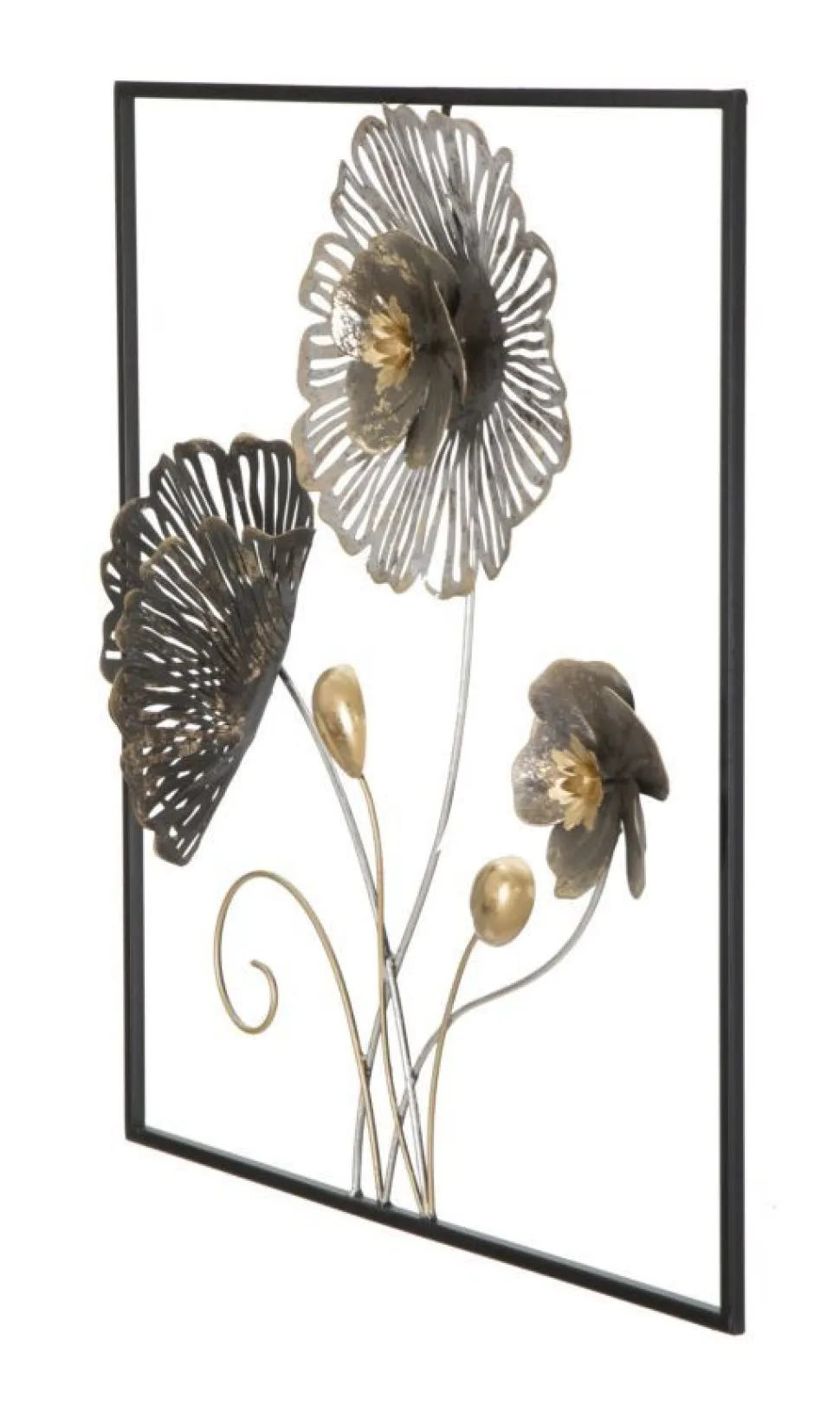 Décoration murale 3D en métal multicolore fleurs et feuilles