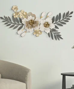 Décoration murale 3D en métal motifs floraux multicolores