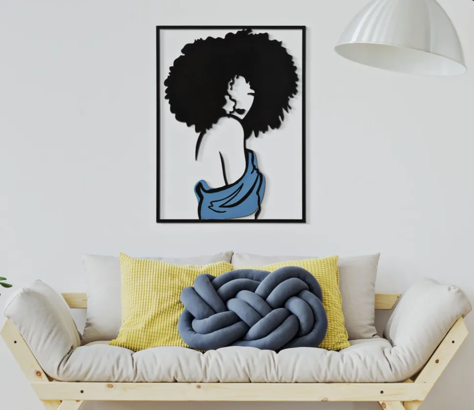 Décoration murale 3D Femme métalleuse robe couleur vive