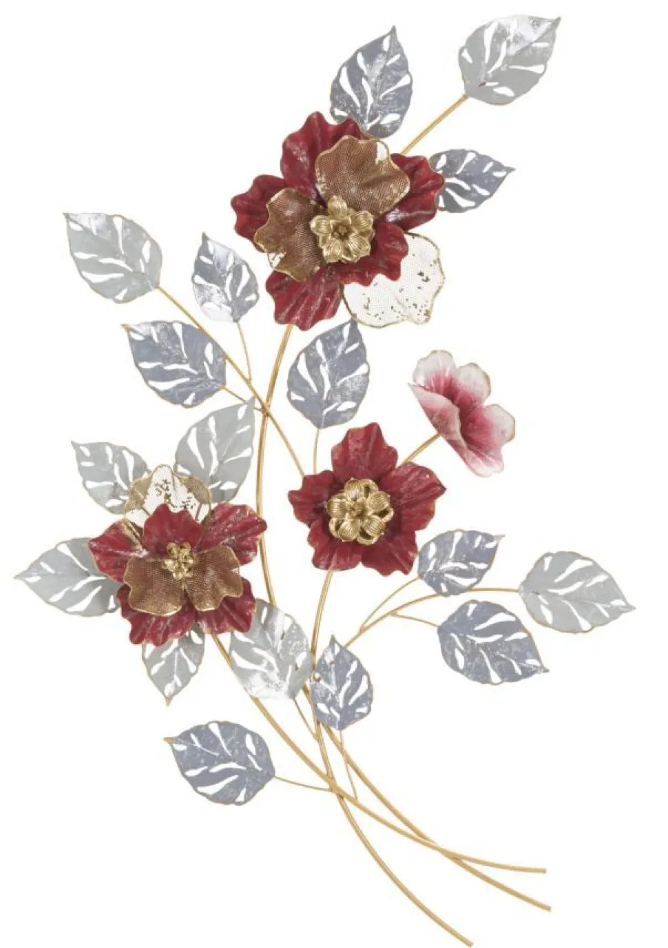 Décoration murale 3D métal multicolore fleurs et feuilles
