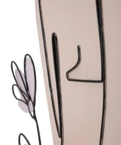 Décoration murale 3D métal Noir silhouette Femme assise fleurs colorées