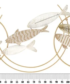 Décoration murale 3D Poissons Métal et MDF Multicolore