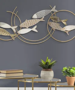 Décoration murale 3D Poissons Métal et MDF Multicolore