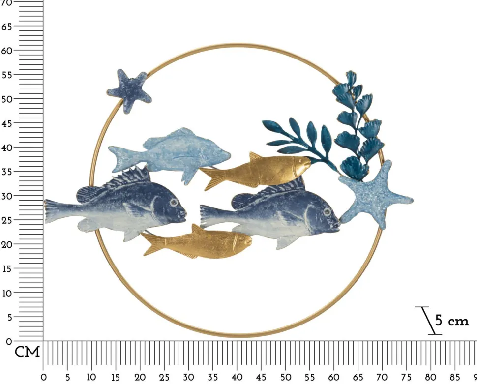 Décoration murale 3D Poissons Tropicaux Fer et M.D.F Multicolore