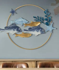 Décoration murale 3D Poissons Tropicaux Fer et M.D.F Multicolore