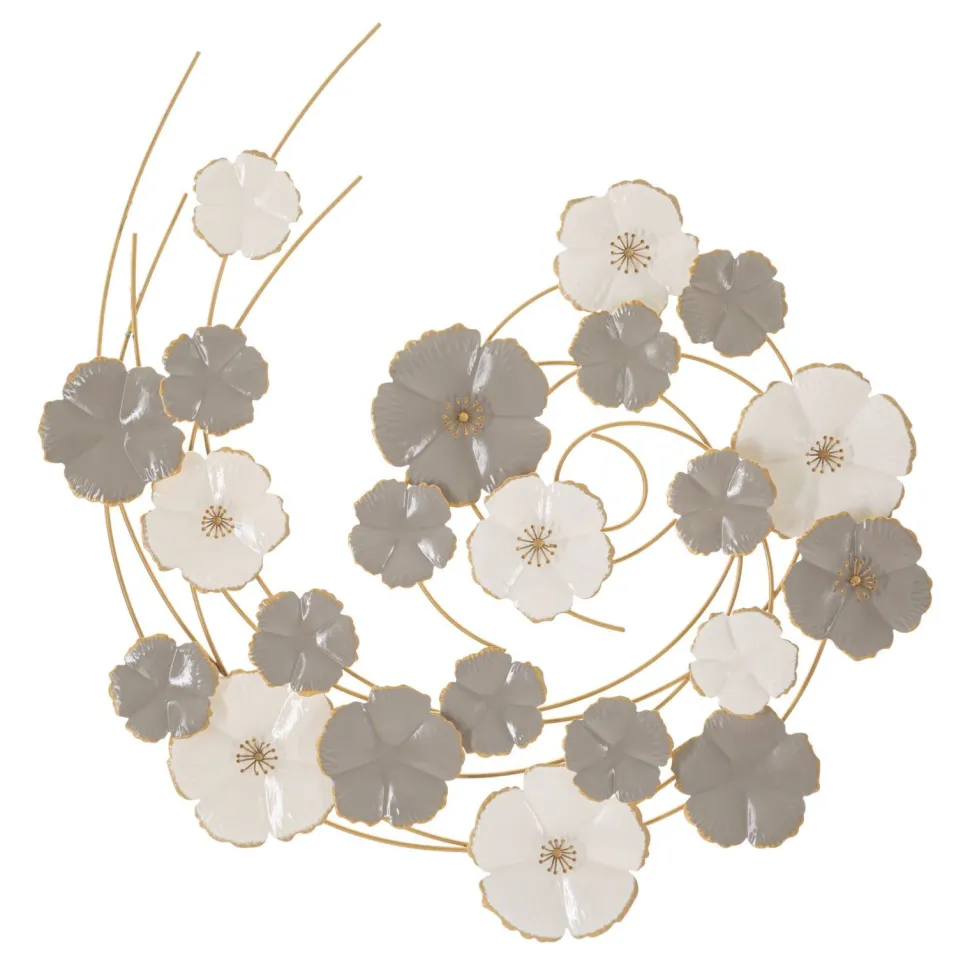 Décoration murale 3D Tourbillon de fleurs en fer multicolore