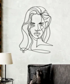 Décoration murale 3D Visage Féminin Métal Noir