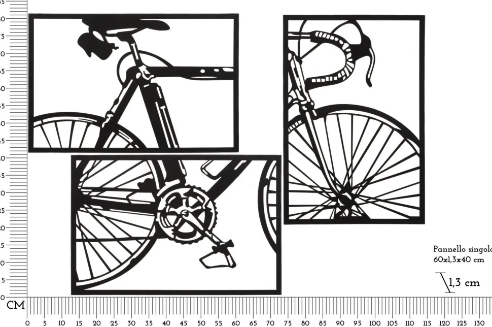 Décoration murale 3D vélo métal Noir ensemble de 3 pcs