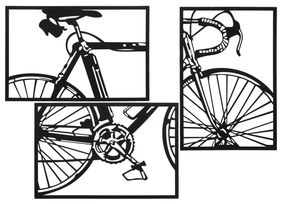 Décoration murale 3D vélo métal Noir ensemble de 3 pcs