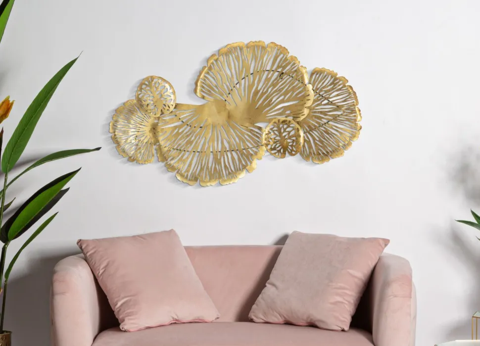 Décoration murale en fer doré Iris motifs géométriques et floraux