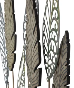 Décoration murale feuilles métal et MDF dorées et argentées