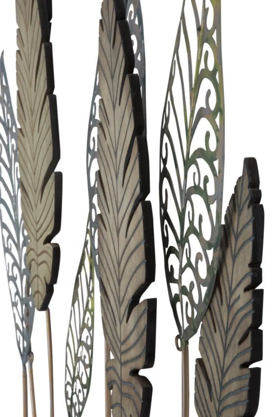 Décoration murale feuilles métal et MDF dorées et argentées