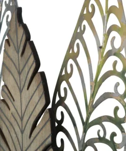 Décoration murale feuilles métal et MDF dorées et argentées