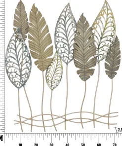 Décoration murale feuilles métal et MDF dorées et argentées