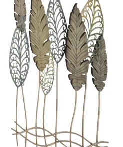 Décoration murale feuilles métal et MDF dorées et argentées