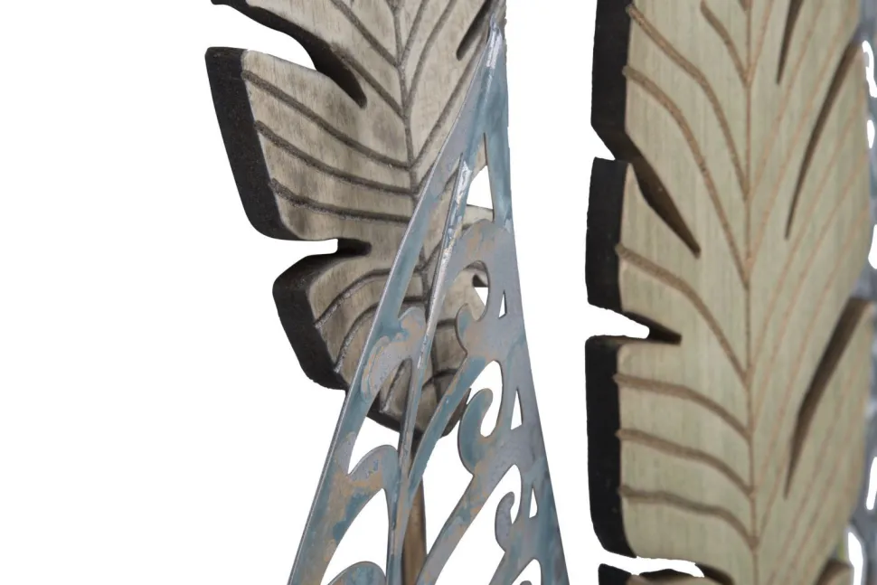 Décoration murale feuilles métal et MDF dorées et argentées
