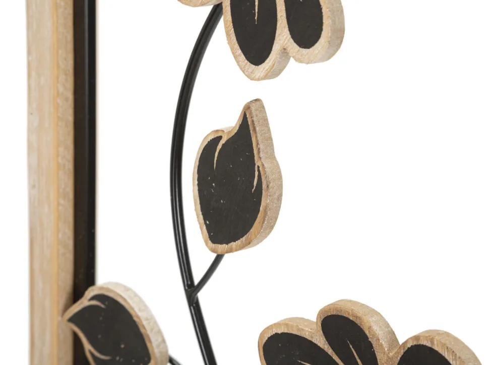 Décoration murale fleurs Girish Métal Noir et Bois Marron