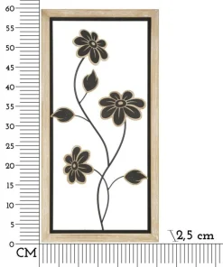 Décoration murale fleurs Girish Métal Noir et Bois Marron