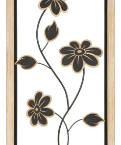 Décoration murale fleurs Girish Métal Noir et Bois Marron