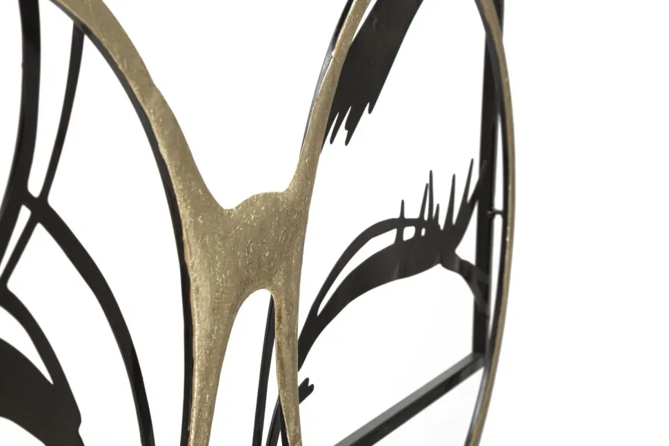 Décoration murale métal noir visage lunettes métal doré